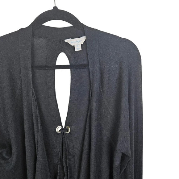 Belle Sky Black‎ Long Sleeve Sweater Cardigan Tie in Back Size X-Large - Picture 2 of 9